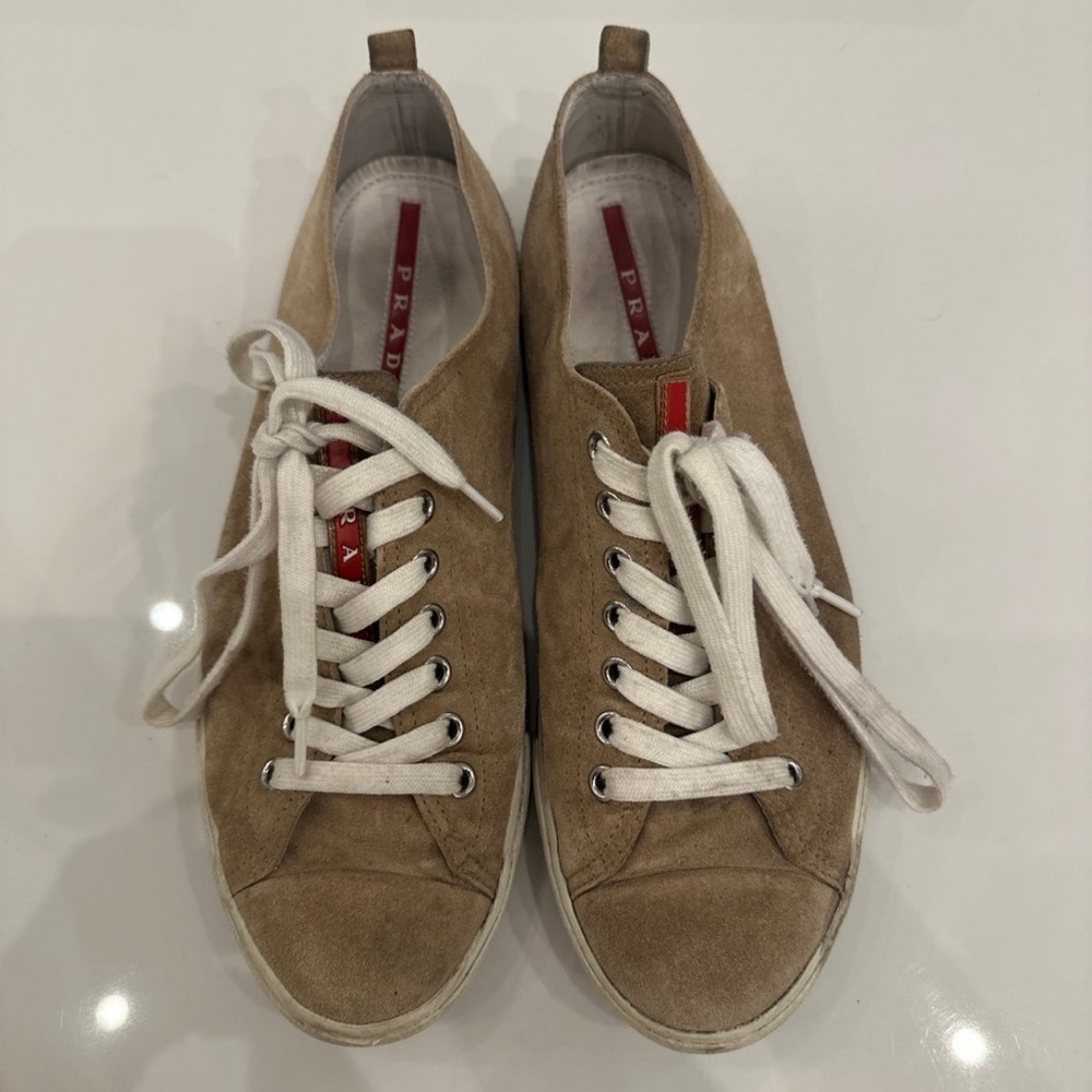 Mens Prada suede sneakers